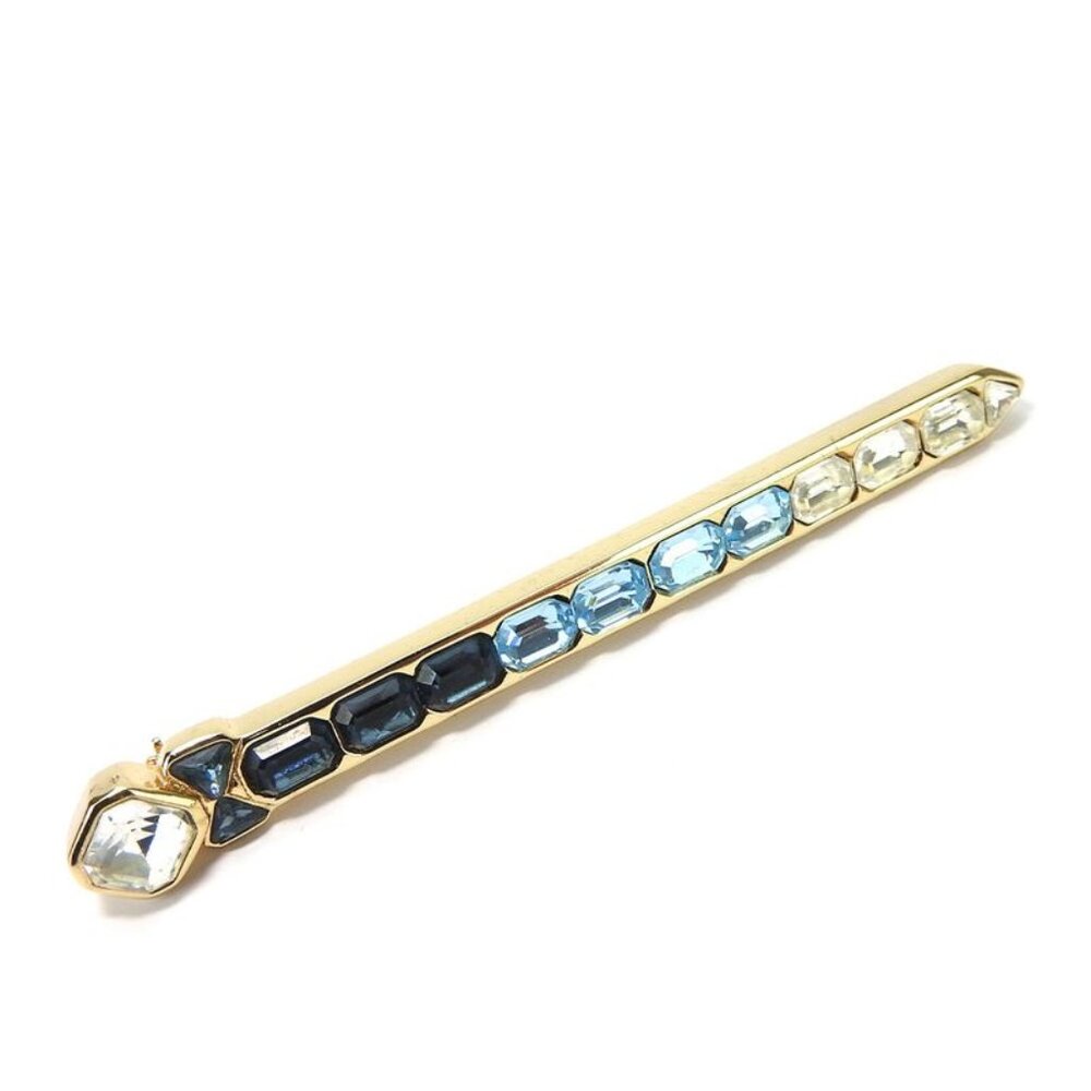 Christian Dior Brooch Metal Gold Clear Gold Hardware Plated Rhinestone Ribbon - Picture 1 of 9